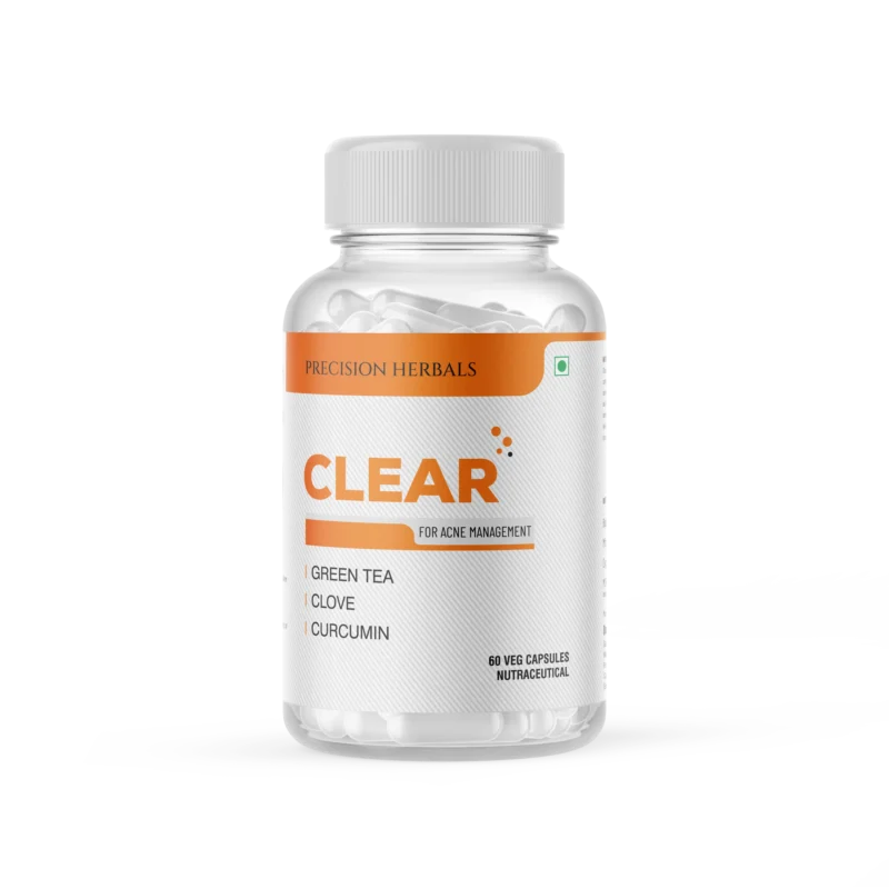 Clear | Acne management | Herbal Formulation | Reduces Acne | Prevents Oily skin | 60 Vegetarian Capsules
