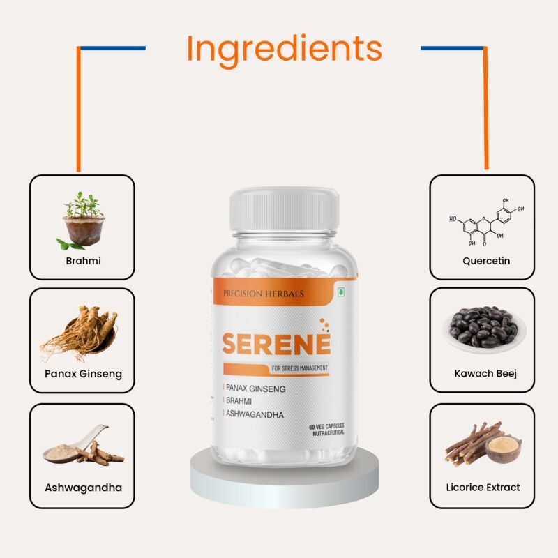 Serene | Stress Management | Herbal Formula | Non-habit forming | Reduces stress and anxiety | Improves mood | 60 vegetarian capsules - Image 5