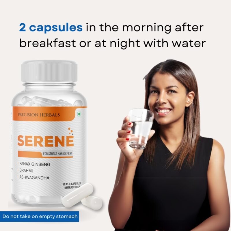 Serene | Stress Management | Herbal Formula | Non-habit forming | Reduces stress and anxiety | Improves mood | 60 vegetarian capsules - Image 8