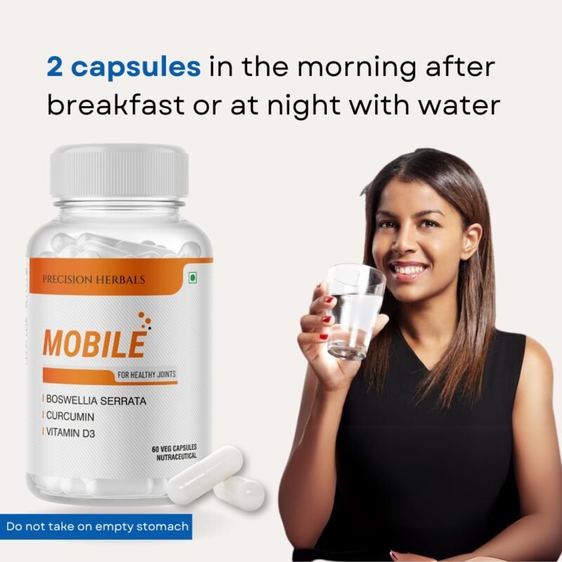 Mobile | Joint Pain Relief Capsules for Men and Women | Supplement for Joint Health | Improves Mobility | with Boswellia, Curcumin, vitamin D | 60 Vegetarian Capsules - Image 8