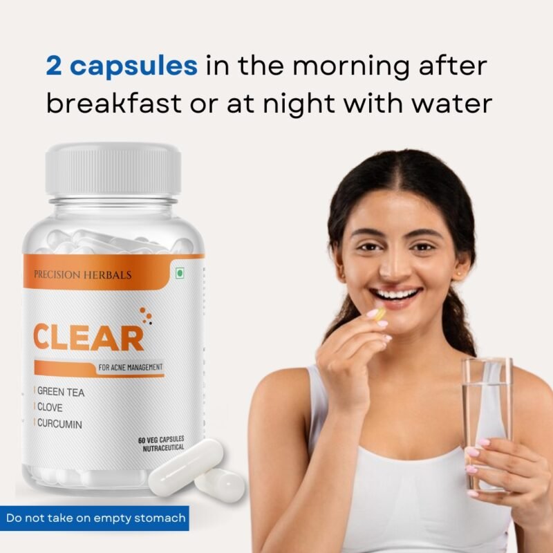 Clear | Acne management | Herbal Formulation | Reduces Acne | Prevents Oily skin | 60 Vegetarian Capsules - Image 8