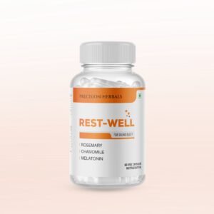 Rest well | Improves sleep | Enhances relaxation and calmness | Supports Natural sleep cycle | Non-habit forming | Reduces anxiety and stress | with Melatonin, Passion flower, Chamomile, Ashwagandha, Rosemary | 60 Vegetarian Capsules