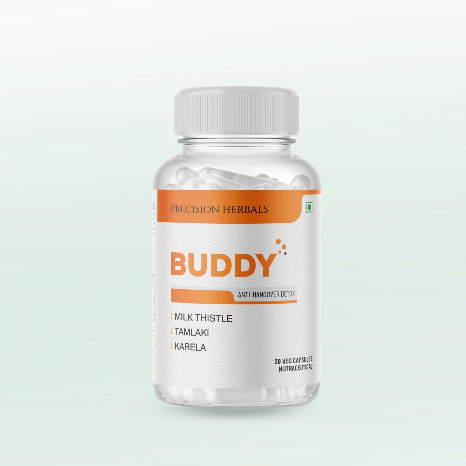 Buddy | Anti-hangover relief | Detox | Antioxidant | Reduces symptoms of hangover | With Karela, Kalmegh, Green Tea, and Milk Thistle | 30 Vegetarian Capsules