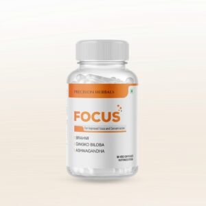 Focus | Enhance mental Focus and Clarity | Boost cognitive performance | Reduce brain fog | Ginkgo Biloba, Brahmi, Panax Ginseng, Curcumin with essential vitamins | 60 Vegetarian Capsules