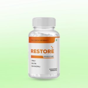 Restore | Hair Care Supplement for Men & Women | Restore Growth | Improve Scalp Health | Prevent Hair Loss | Amla, Bringhraj, Biotin, Folic Acid, Neem, Vit. B6 | 60 Vegetarian Capsules