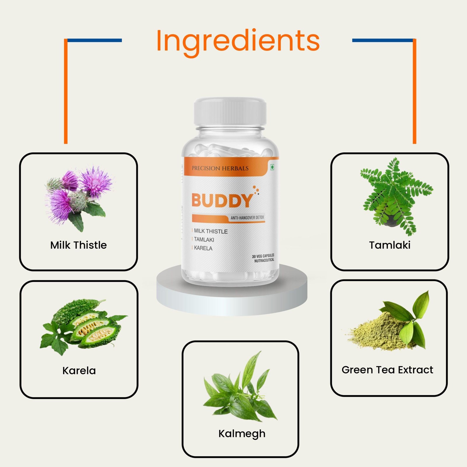 Buddy | After-party support | Detox | Antioxidant | With Karela, Kalmegh, Green Tea, and Milk Thistle | 30 Vegetarian Capsules - Image 5