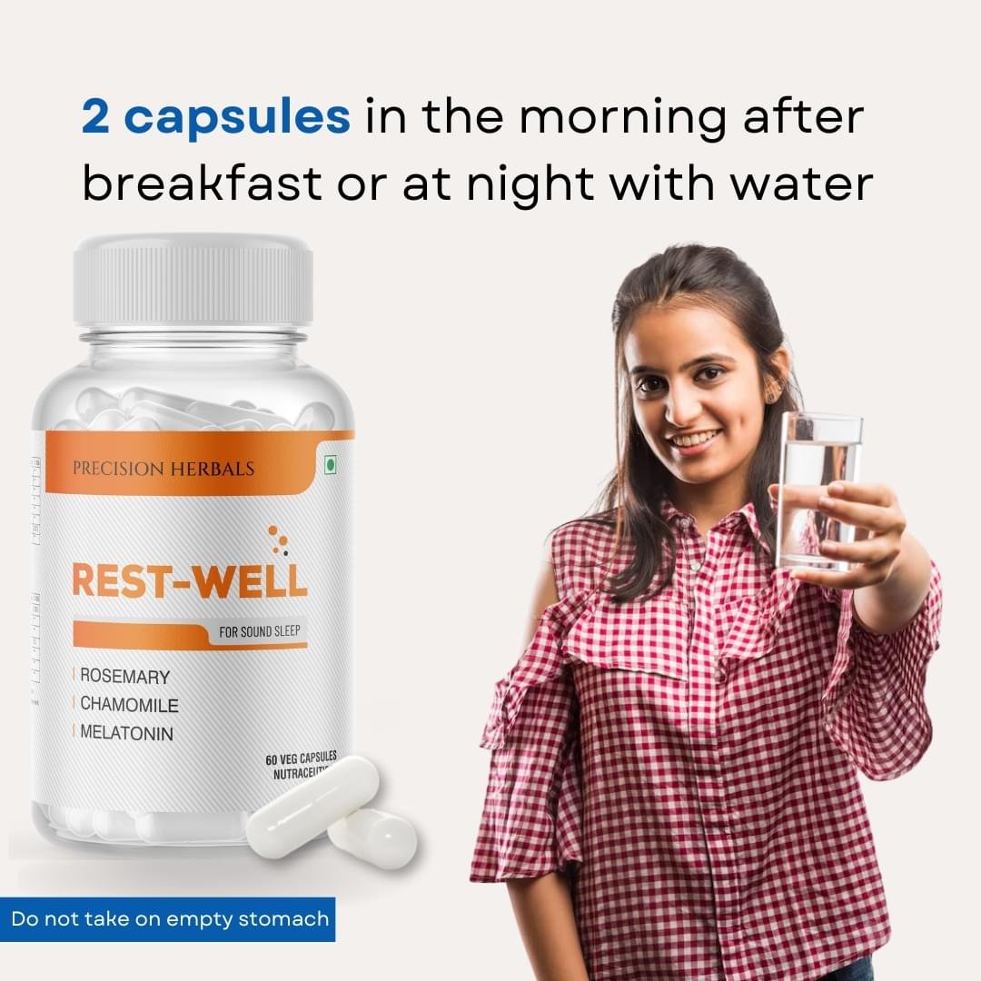 Rest well | Improves sleep | Enhances relaxation and calmness | Supports Natural sleep cycle | Non-habit forming | Reduces anxiety and stress | with Melatonin, Passion flower, Chamomile, Ashwagandha, Rosemary | 60 Vegetarian Capsules - Image 8
