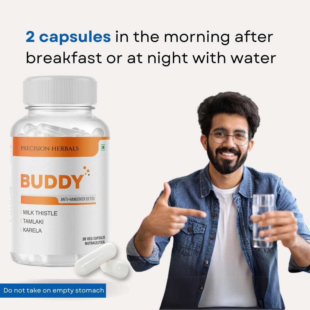 Buddy | After-party support | Detox | Antioxidant | With Karela, Kalmegh, Green Tea, and Milk Thistle | 30 Vegetarian Capsules - Image 8