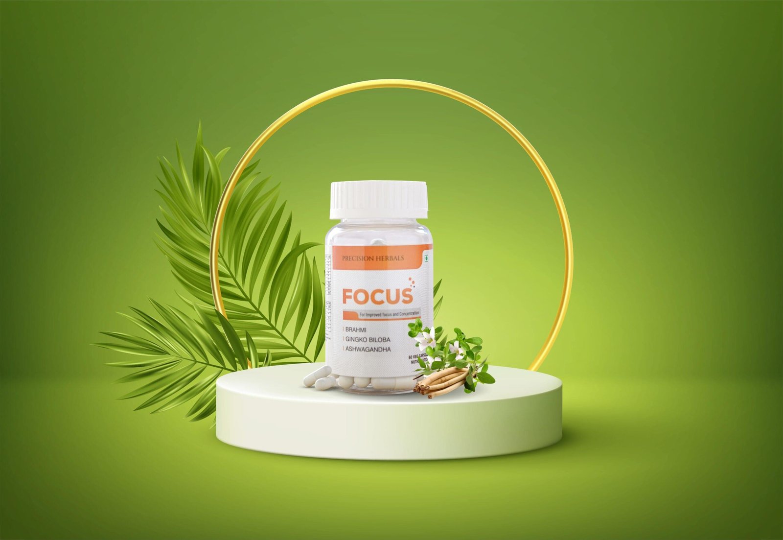Focus | Enhance mental Focus and Clarity | Boost cognitive performance | Reduce brain fog | Ginkgo Biloba, Brahmi, Panax Ginseng, Curcumin with essential vitamins | 60 Vegetarian Capsules - Image 6