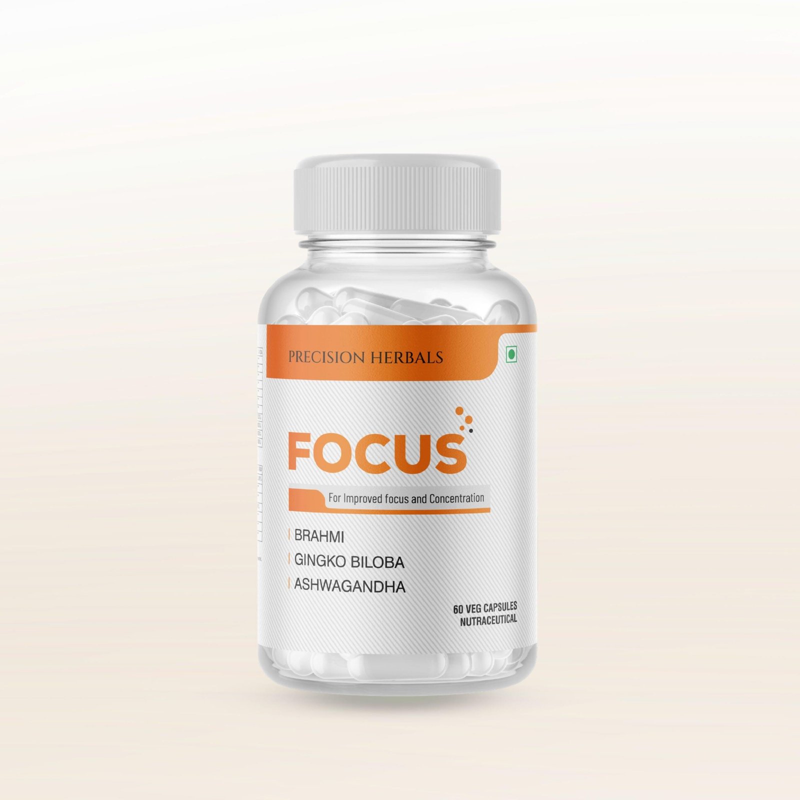 Focus | Enhance mental Focus and Clarity | Boost cognitive performance | Reduce brain fog | Ginkgo Biloba, Brahmi, Panax Ginseng, Curcumin with essential vitamins | 60 Vegetarian Capsules