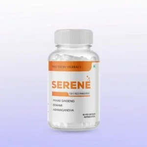 Serene | Stress Management | Herbal Formula | Non-habit forming | Reduces stress and anxiety | Improves mood | 60 vegetarian capsules